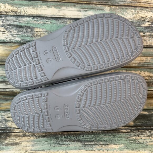 CROCS Slide Sandals Womens Size 7 Gray Rubber Lightweight Slip On Casual Comfort - Picture 6 of 11